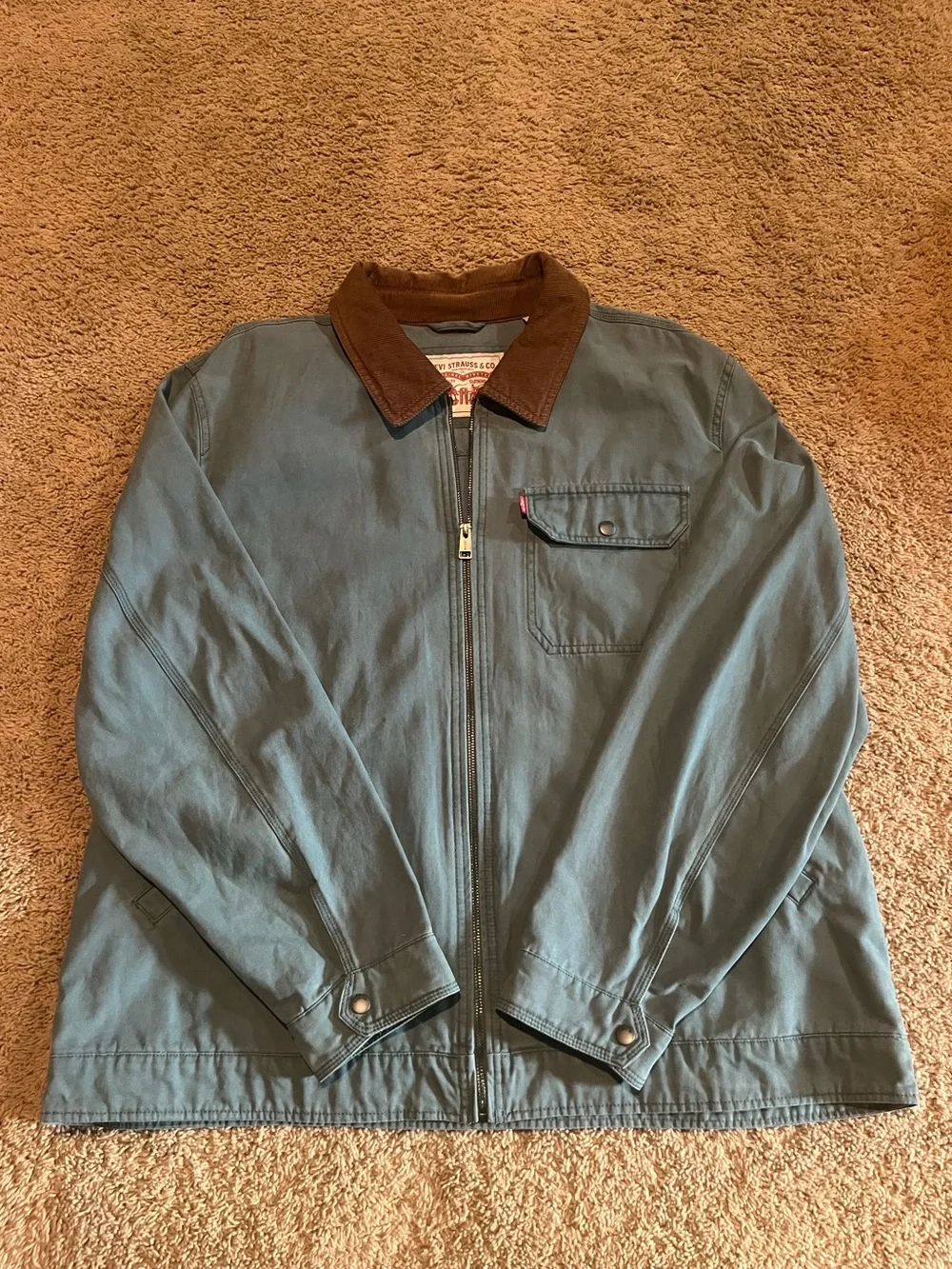 Levi’s Canvas Workwear Jacket XXL – Faded Olive Green Corduroy Collar